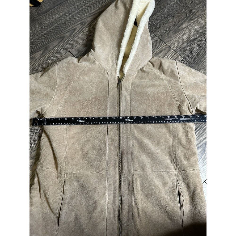 St. John's Bay Washable Size Large Suede Jacket With Faux Fur Lining & Hood Sz L - Picture 2 of 8